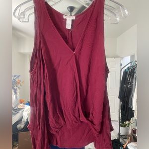 Full Tilt Burgundy Cold Shoulder Long Sleeve Top